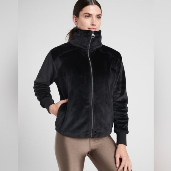 Athleta Jackets & Blazers - Athleta Double Cozy Karma Recover Full Zip Jacket, Black, Size Large